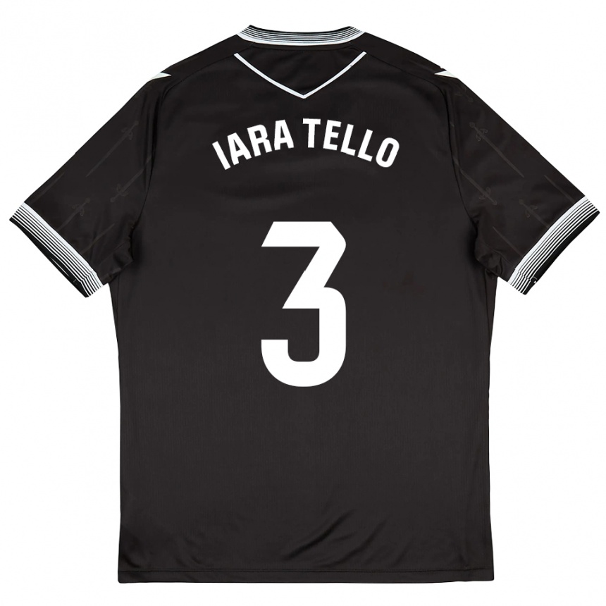 נשים כדורגל Iara Tello #3 שחור לבן הרחק ג'רזי 2025/26