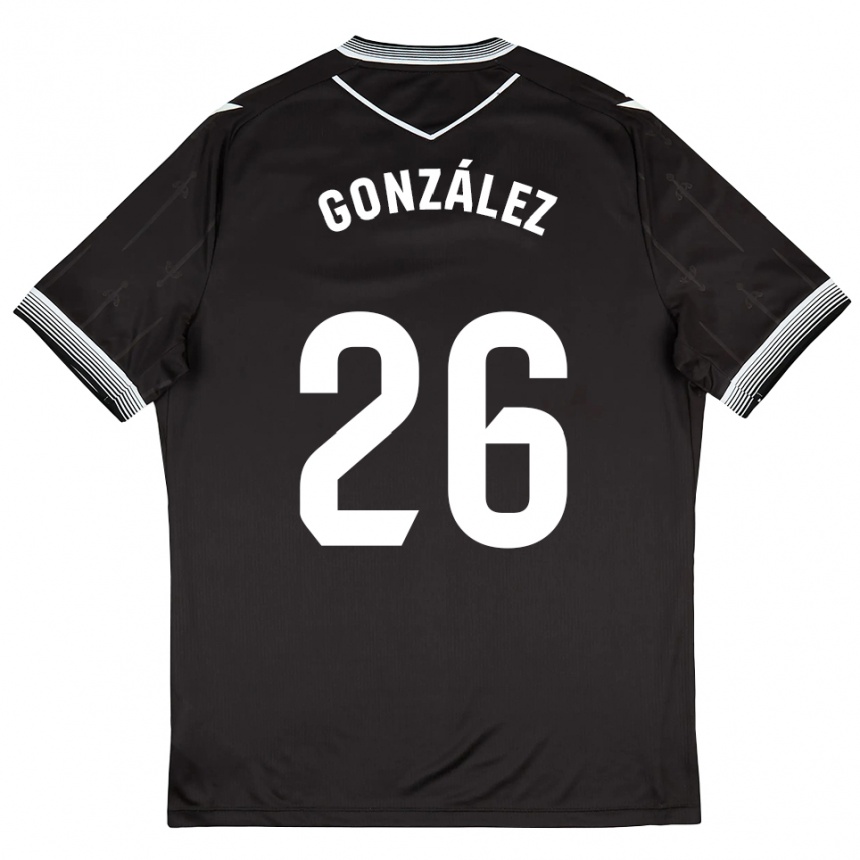נשים כדורגל דייגו גונסאלס #26 שחור לבן הרחק ג'רזי 2025/26