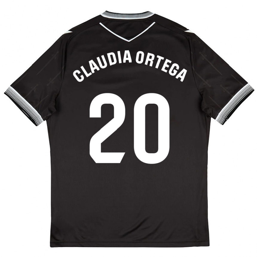 נשים כדורגל Claudia Ortega #20 שחור לבן הרחק ג'רזי 2025/26