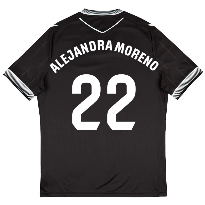 נשים כדורגל Alejandra Moreno #22 שחור לבן הרחק ג'רזי 2025/26