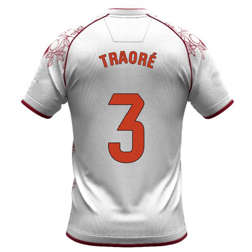 נשים כדורגל Mamadou Traoré #3 לבן בורדו הרחק ג'רזי 2025/26