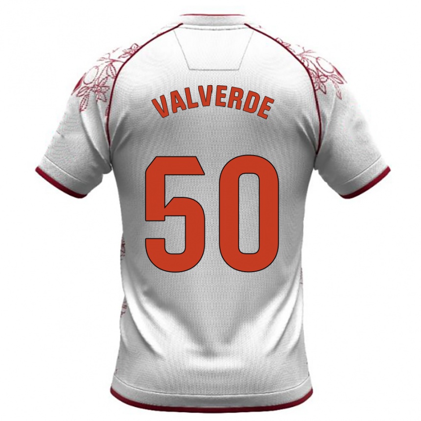 נשים כדורגל Jorge Valverde #50 לבן בורדו הרחק ג'רזי 2025/26