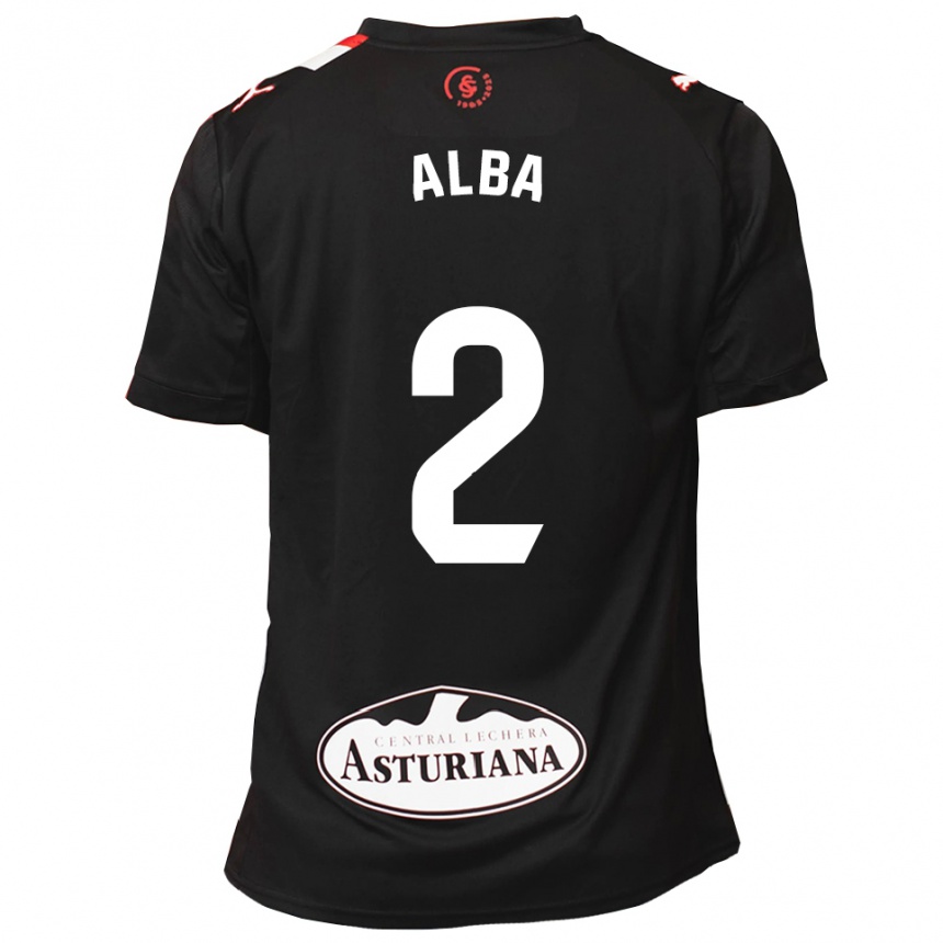 נשים כדורגל Alba Fernandez García #2 שחור לבן הרחק ג'רזי 2025/26