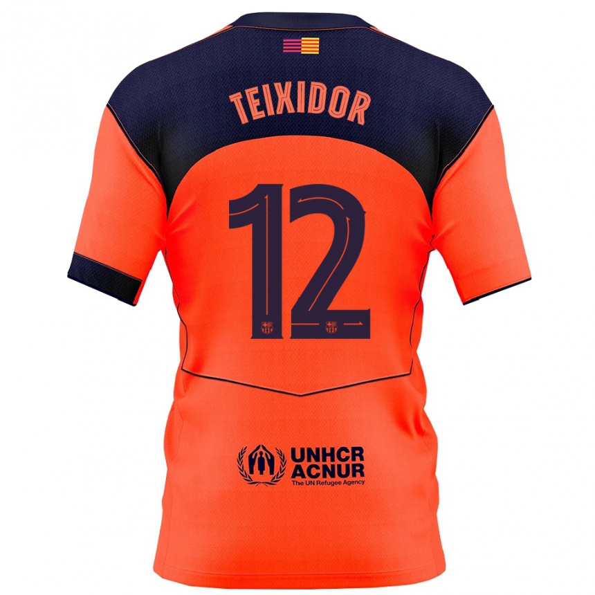 נשים כדורגל Nil Teixidor #12 כתום נייבי ג'רזי קיט שלישי 2025/26