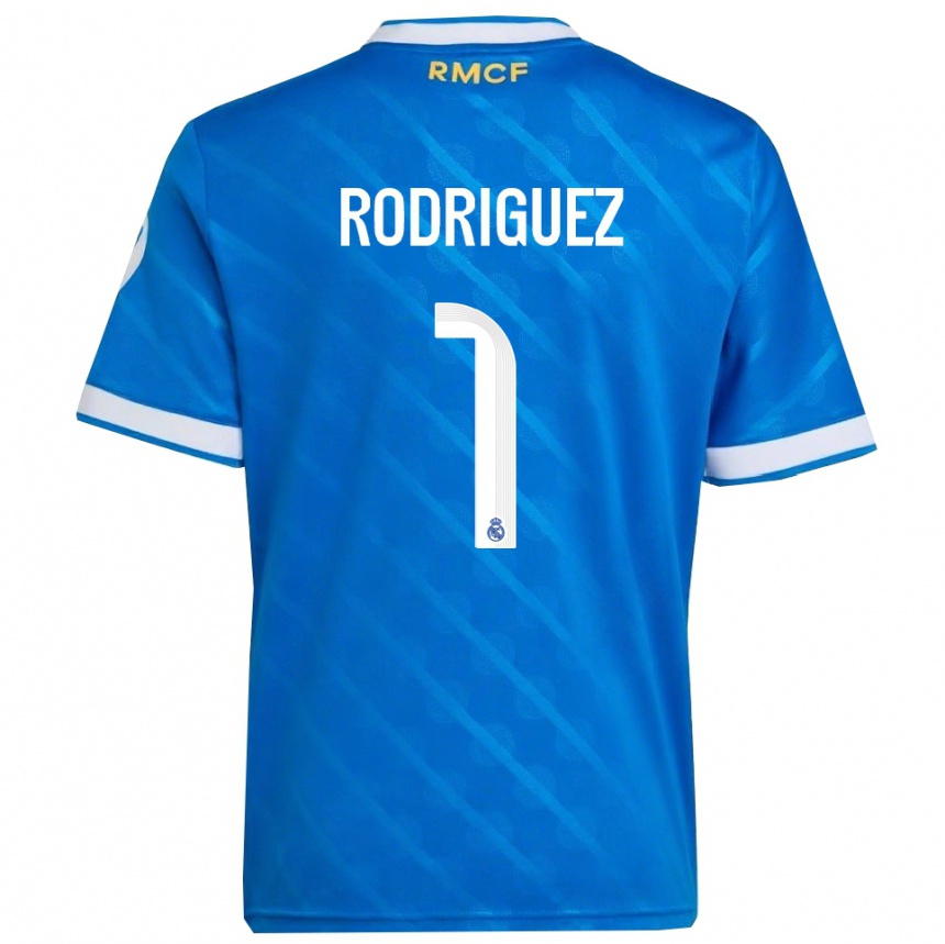 נשים כדורגל מסה רודריגז #1 כחול לבן ג'רזי קיט שלישי 2025/26 נשים כדורגל מסה רודריגז #1 כחול לבן ג'רזי קיט שלישי 2025/26