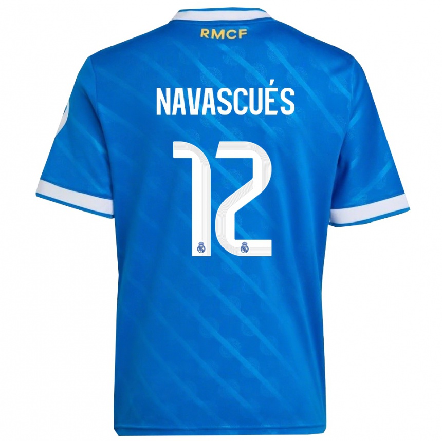 נשים כדורגל Liberto Navascués #12 כחול לבן ג'רזי קיט שלישי 2025/26
