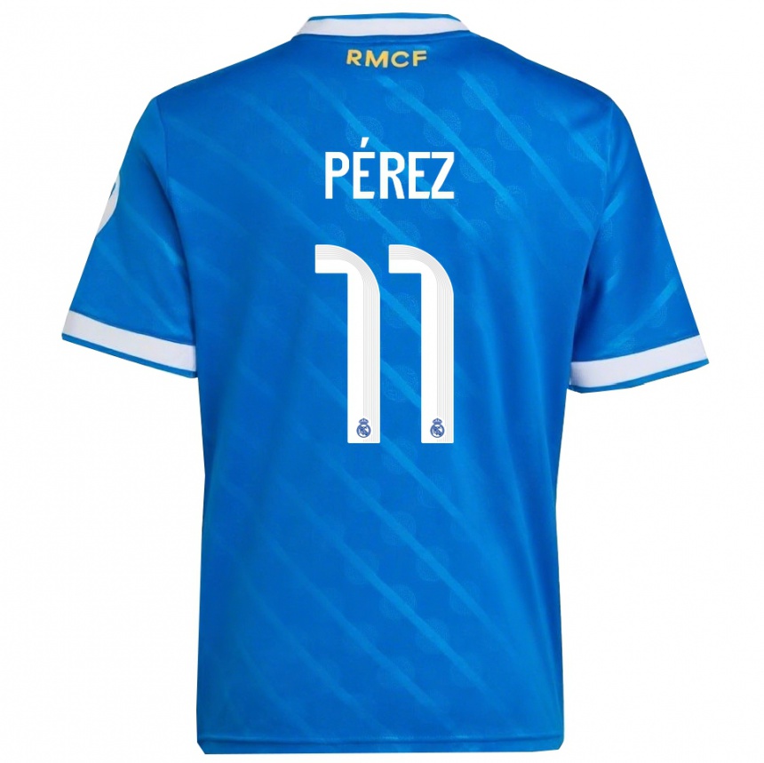 נשים כדורגל Adrián Pérez #11 כחול לבן ג'רזי קיט שלישי 2025/26