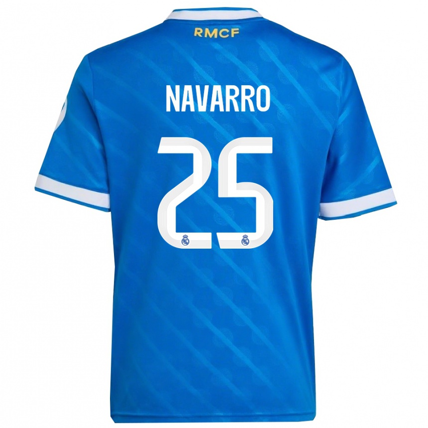 נשים כדורגל Javier Navarro #25 כחול לבן ג'רזי קיט שלישי 2025/26