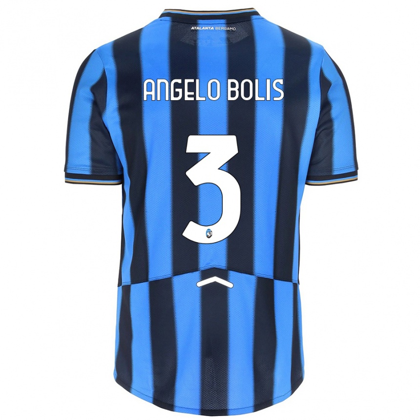 ילדים כדורגל Tommaso Angelo Bolis #3 תכלת שחור ג'רזי ביתית 2025/26