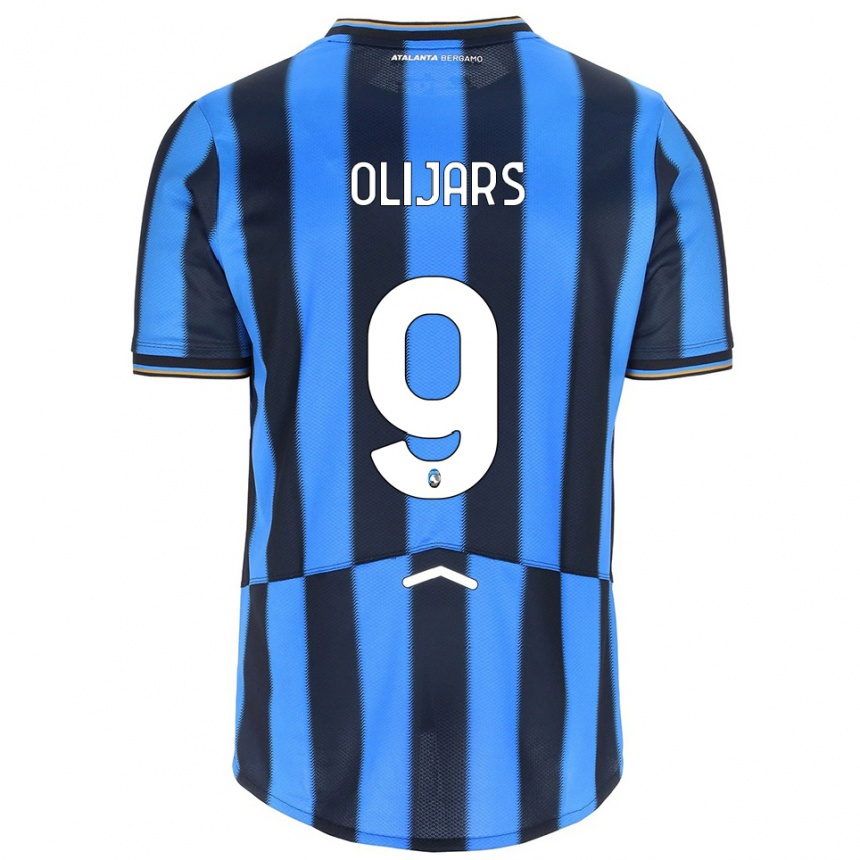 ילדים כדורגל Jegors Olijars #9 תכלת שחור ג'רזי ביתית 2025/26