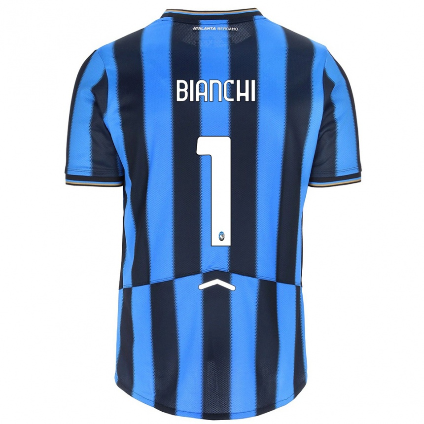 ילדים כדורגל Mattia Bianchi #1 תכלת שחור ג'רזי ביתית 2025/26