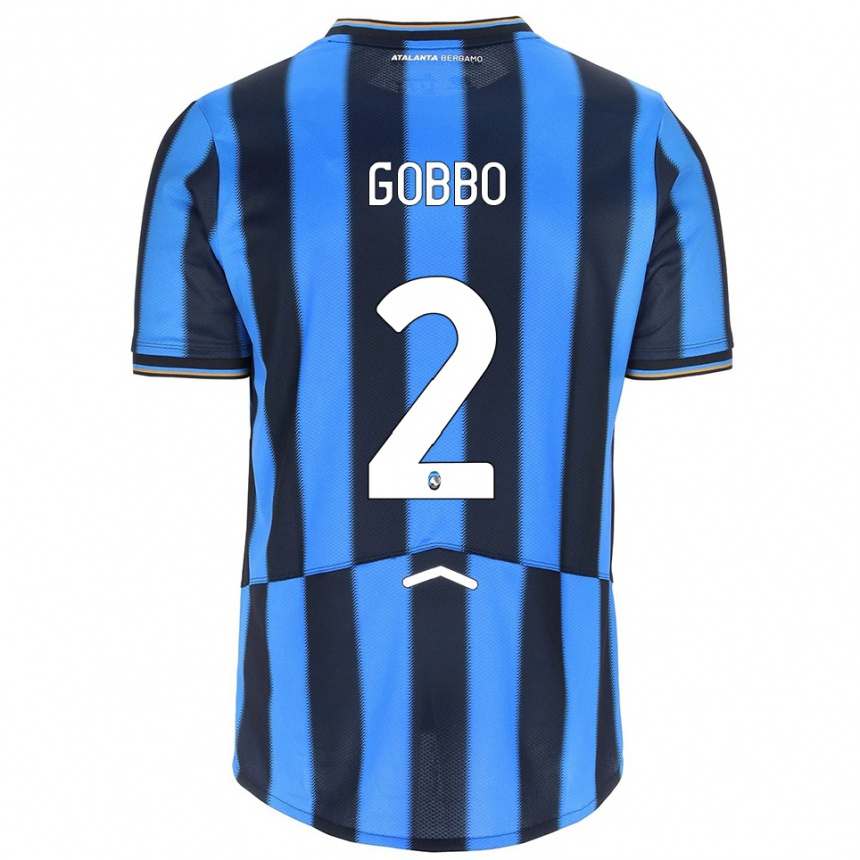 ילדים כדורגל Luca Gobbo #2 תכלת שחור ג'רזי ביתית 2025/26
