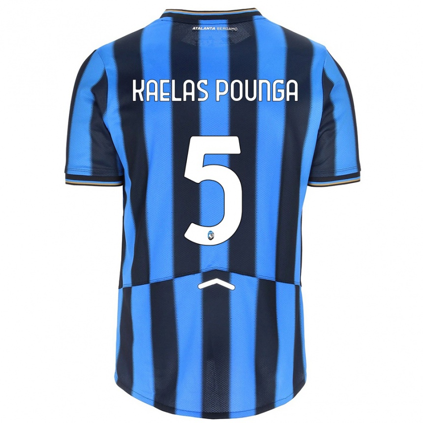 ילדים כדורגל Digne Kaelas Pounga #5 תכלת שחור ג'רזי ביתית 2025/26