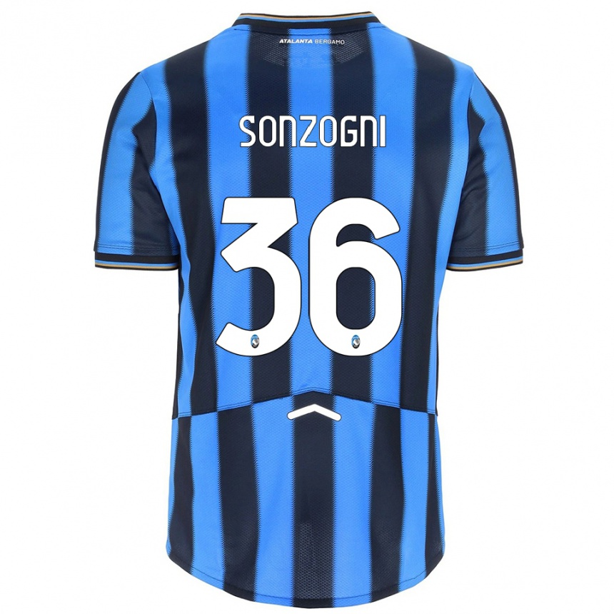 ילדים כדורגל מתיה סונצוגני #36 תכלת שחור ג'רזי ביתית 2025/26