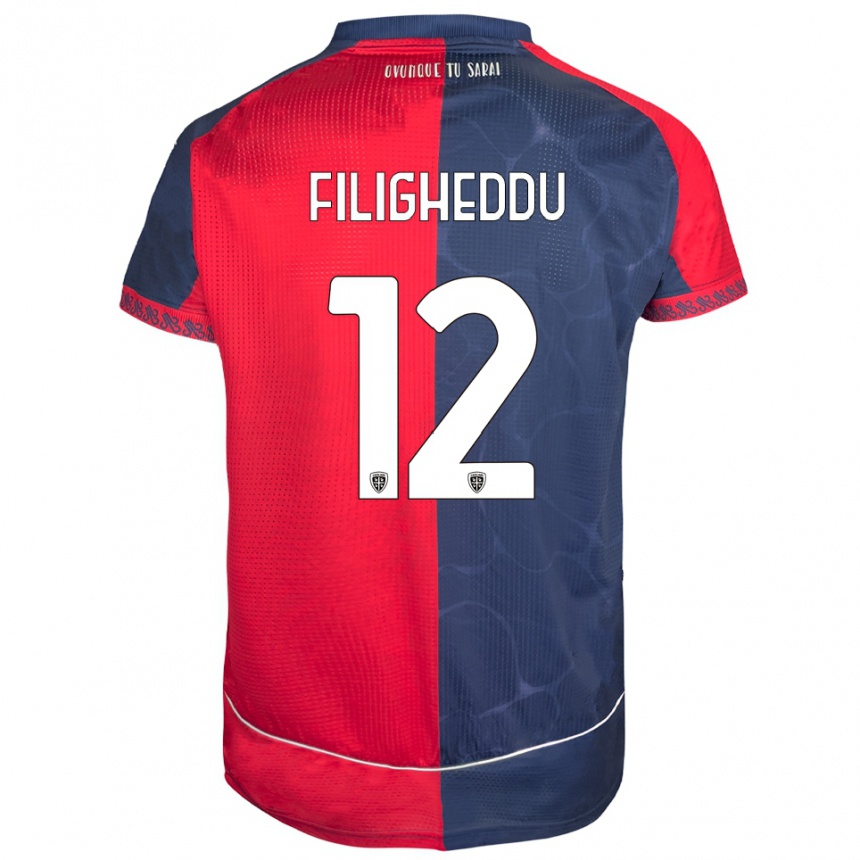 ילדים כדורגל Daniele Filigheddu #12 אדום נייבי ג'רזי ביתית 2025/26