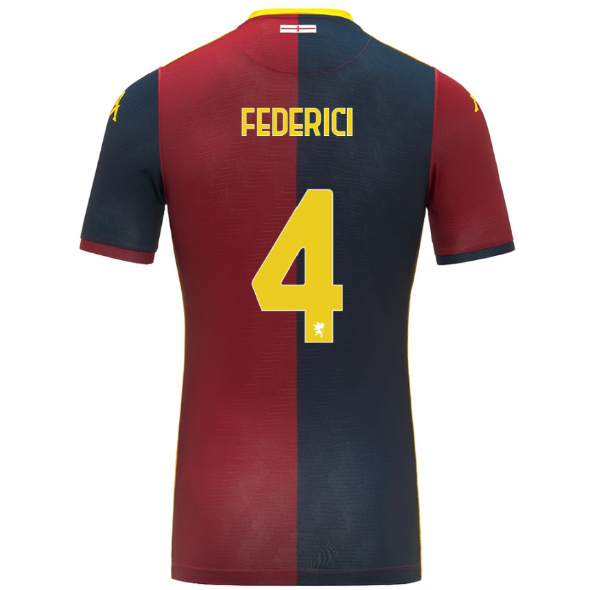 ילדים כדורגל Matteo Federici #4 אדום כחול מלכותי ג'רזי ביתית 2025/26