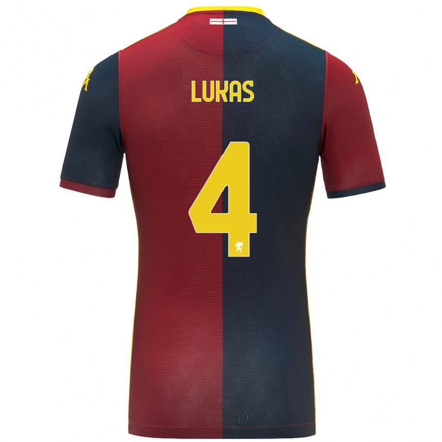 ילדים כדורגל Deividas Lukas #4 אדום כחול מלכותי ג'רזי ביתית 2025/26
