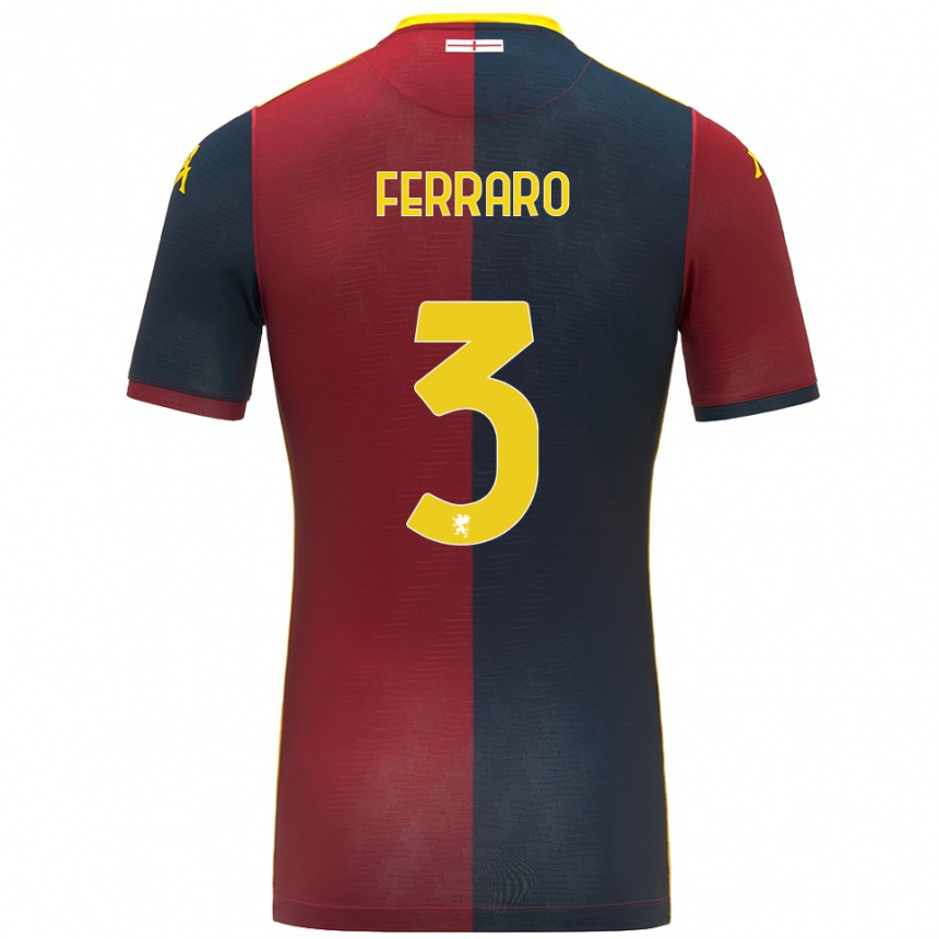 ילדים כדורגל Marco Ferraro #3 אדום כחול מלכותי ג'רזי ביתית 2025/26