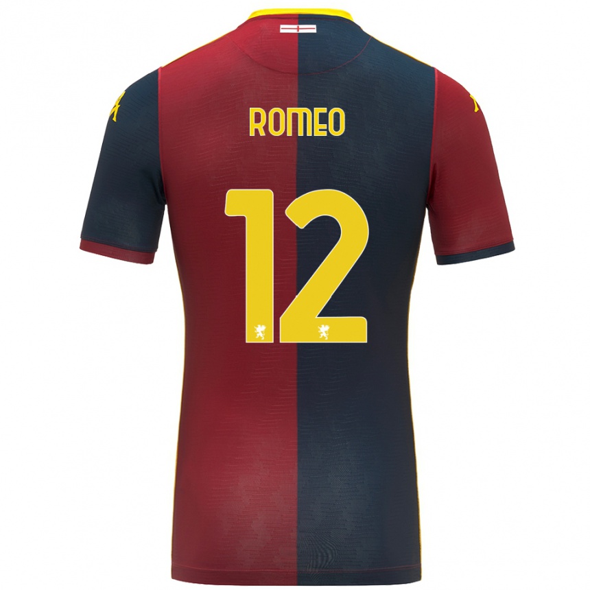ילדים כדורגל Emanuele Romeo #12 אדום כחול מלכותי ג'רזי ביתית 2025/26