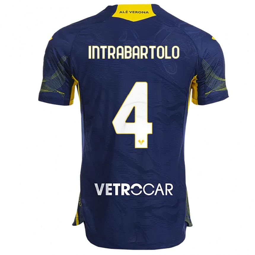 ילדים כדורגל Denis Intrabartolo #4 נייבי צהוב ג'רזי ביתית 2025/26