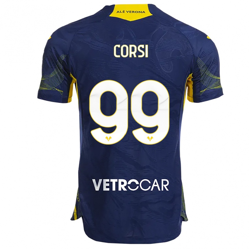 ילדים כדורגל שרה קורסי #99 נייבי צהוב ג'רזי ביתית 2025/26