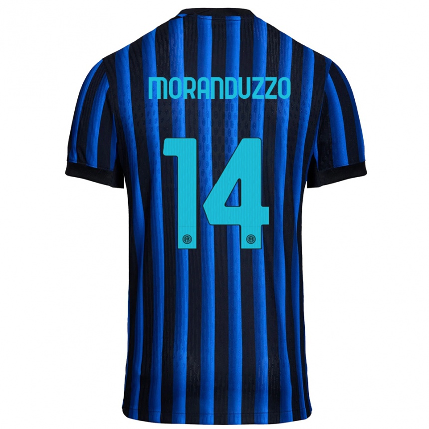 ילדים כדורגל Nicolo Moranduzzo #14 שחור כחול ג'רזי ביתית 2025/26