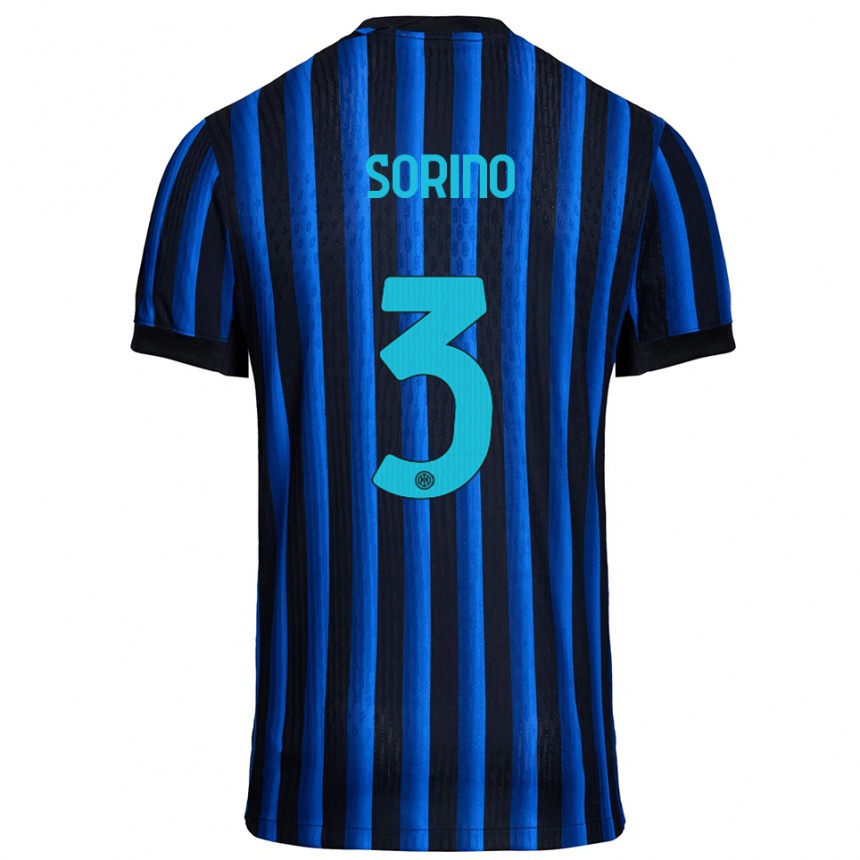 ילדים כדורגל Davide Sorino #3 שחור כחול ג'רזי ביתית 2025/26