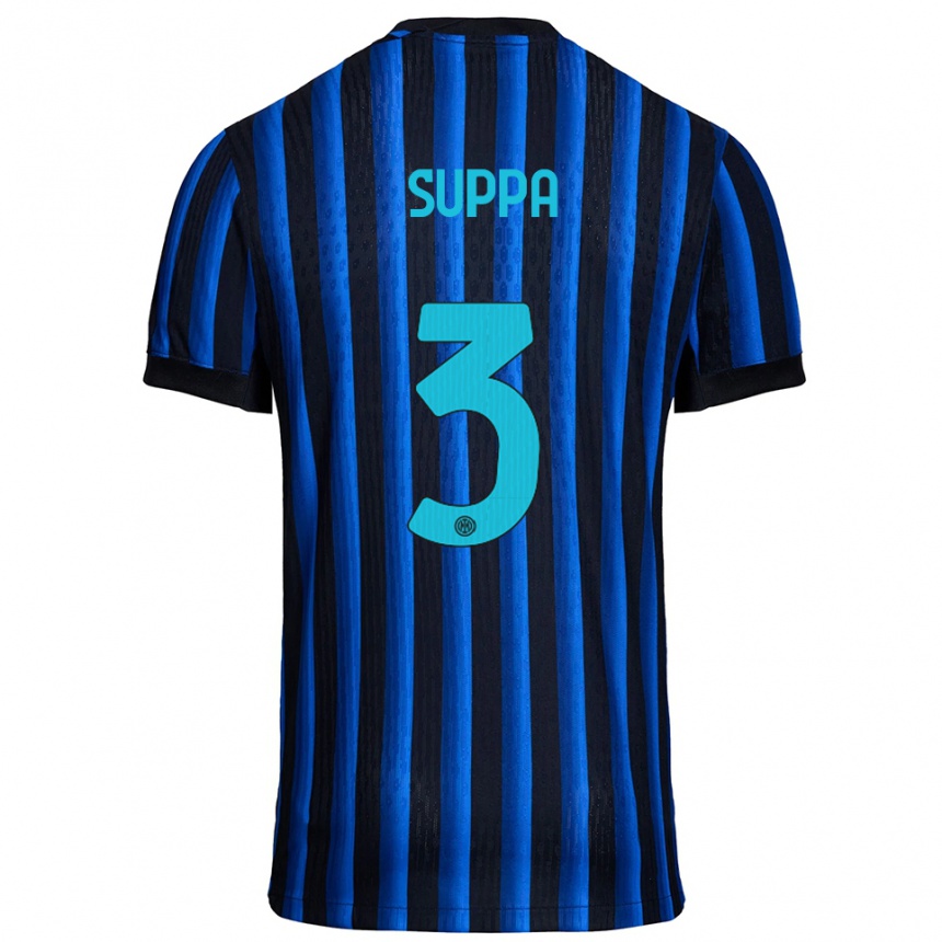 ילדים כדורגל Simone Suppa #3 שחור כחול ג'רזי ביתית 2025/26