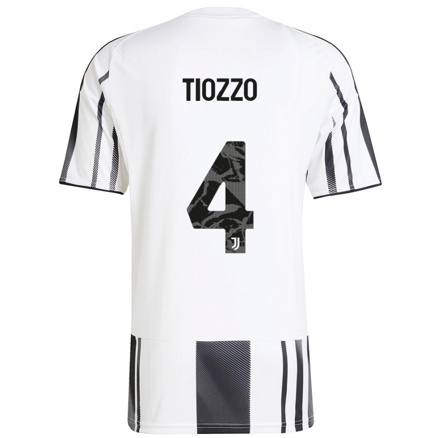 ילדים כדורגל Marco Tiozzo #4 לבן שחור ג'רזי ביתית 2025/26