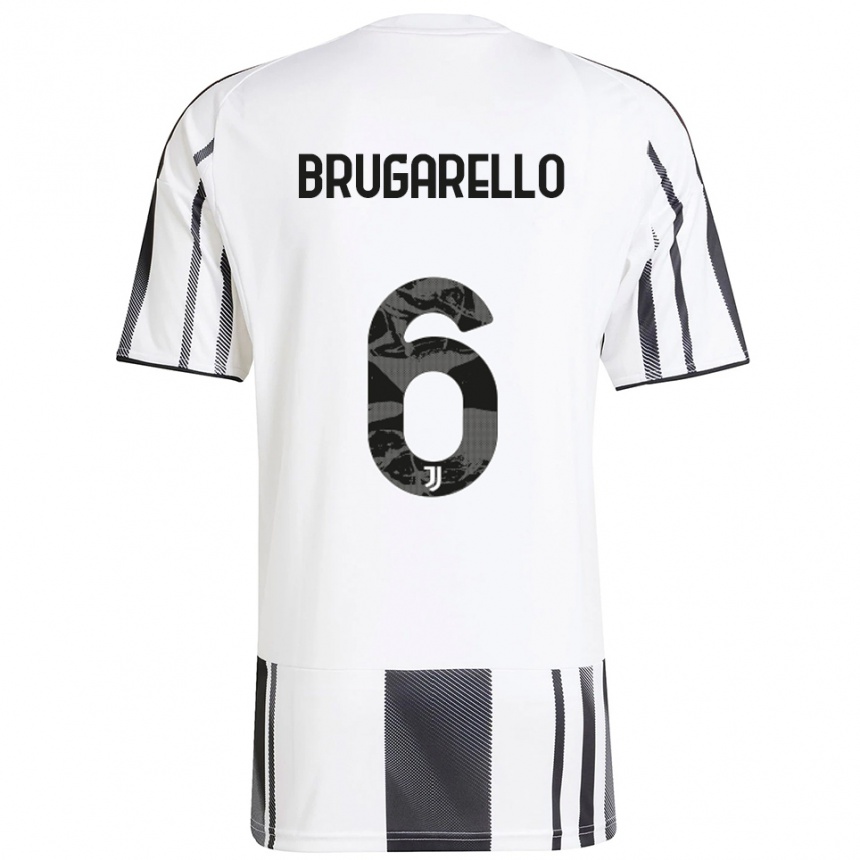 ילדים כדורגל Mattia Brugarello #6 לבן שחור ג'רזי ביתית 2025/26