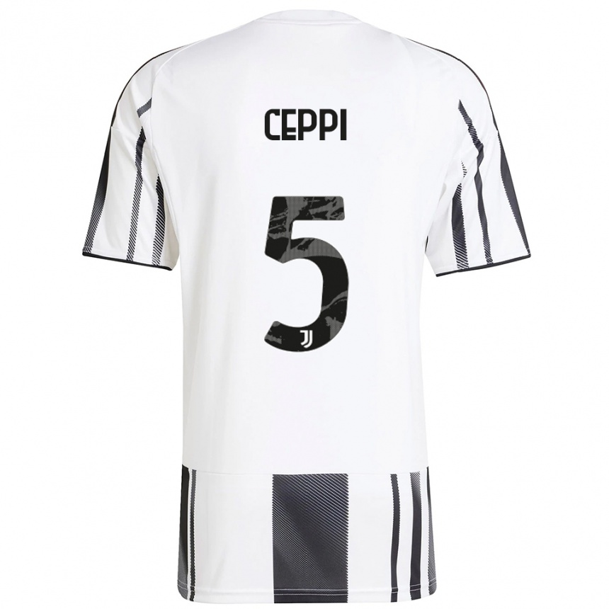 ילדים כדורגל Paolo Ceppi #5 לבן שחור ג'רזי ביתית 2025/26