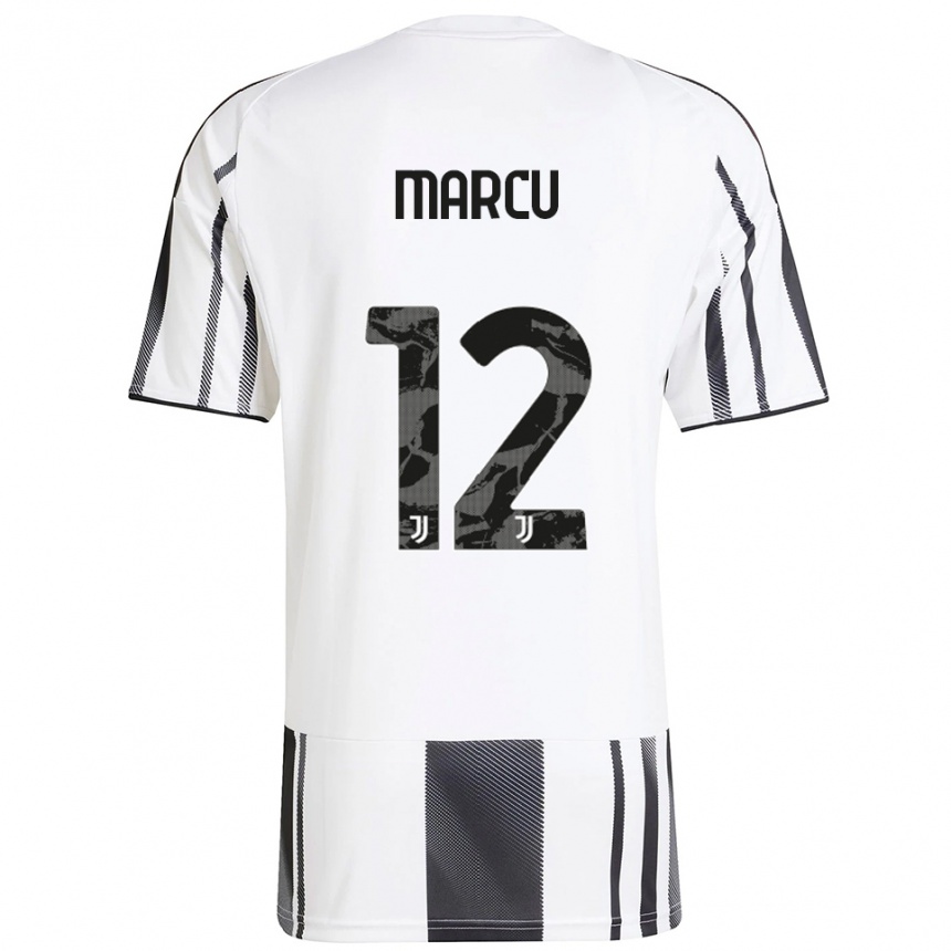 ילדים כדורגל Alessio Marcu #12 לבן שחור ג'רזי ביתית 2025/26