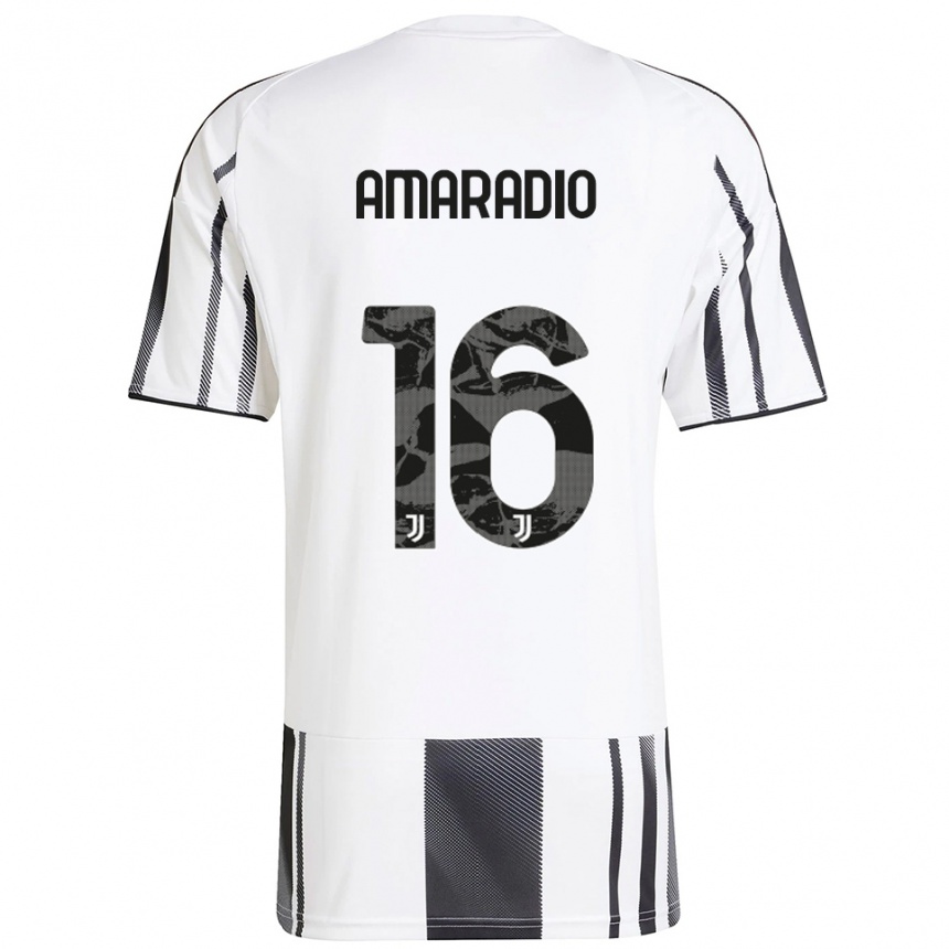 ילדים כדורגל Luca Amaradio #16 לבן שחור ג'רזי ביתית 2025/26