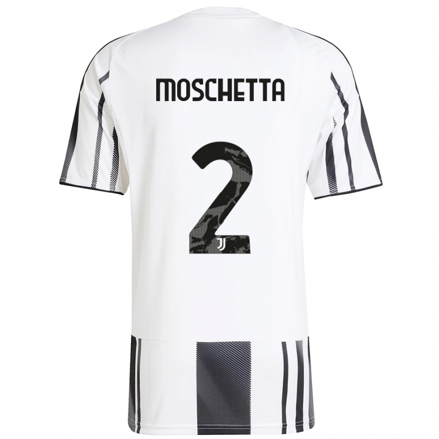 ילדים כדורגל Lorenzo Moschetta #2 לבן שחור ג'רזי ביתית 2025/26