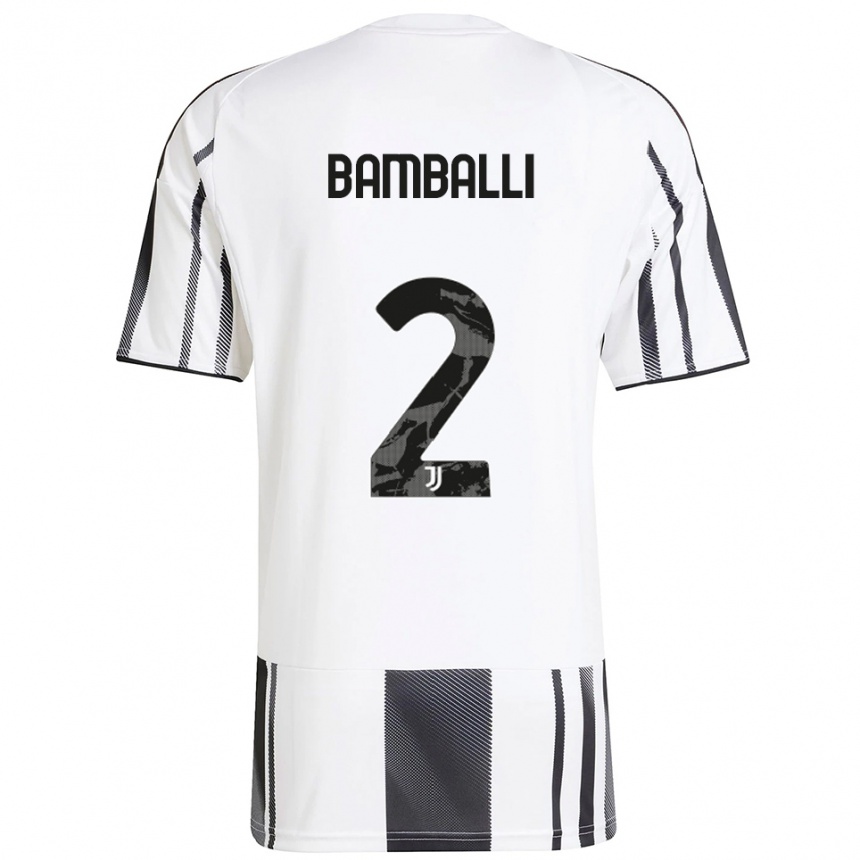 ילדים כדורגל Léo Bamballi #2 לבן שחור ג'רזי ביתית 2025/26