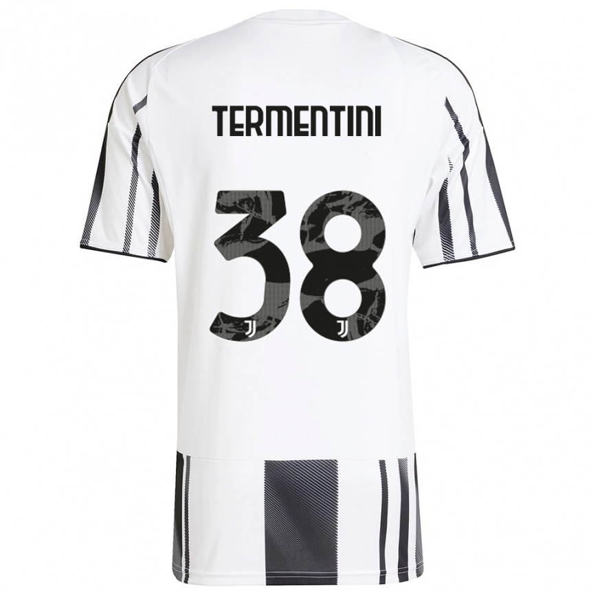 ילדים כדורגל Giorgia Termentini #38 לבן שחור ג'רזי ביתית 2025/26