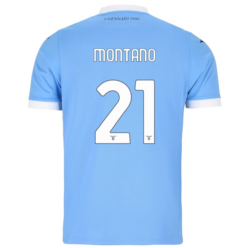 ילדים כדורגל Tommaso Montano #21 תכלת לבן ג'רזי ביתית 2025/26