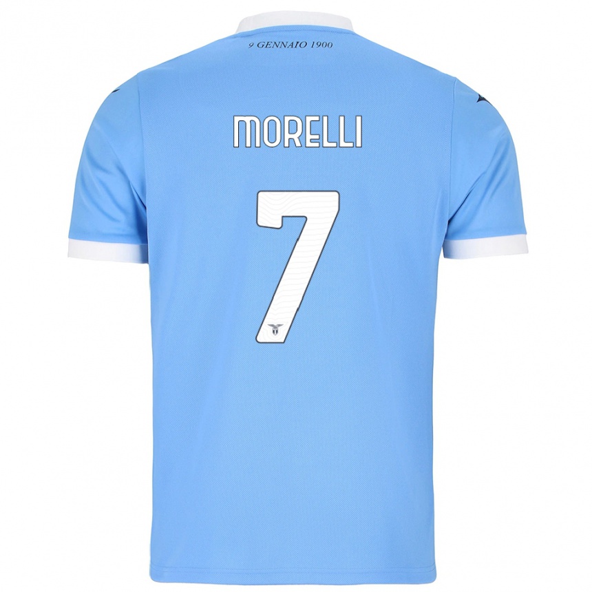 ילדים כדורגל Matteo Morelli #7 תכלת לבן ג'רזי ביתית 2025/26