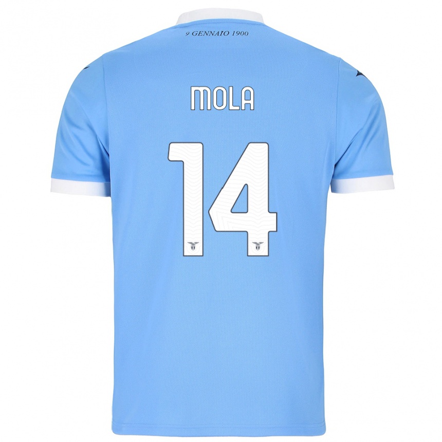 ילדים כדורגל Tommaso Mola #14 תכלת לבן ג'רזי ביתית 2025/26