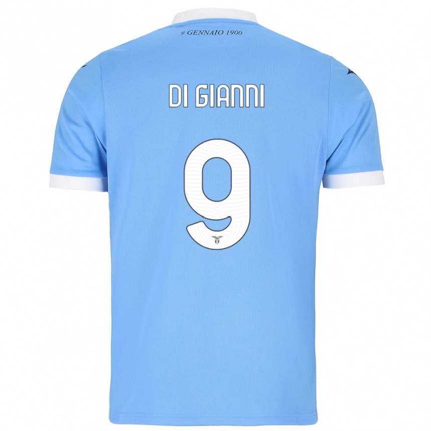 ילדים כדורגל Vincenzo Di Gianni #9 תכלת לבן ג'רזי ביתית 2025/26