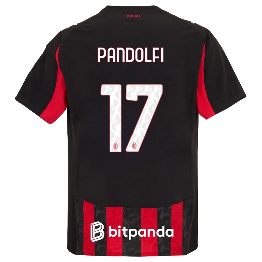 ילדים כדורגל Fabio Pandolfi #17 אדום שחור ג'רזי ביתית 2025/26