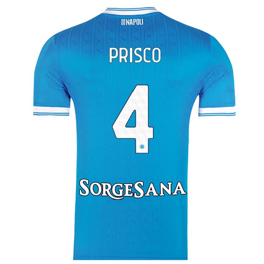 ילדים כדורגל Vincenzo Prisco #4 תכלת לבן ג'רזי ביתית 2025/26