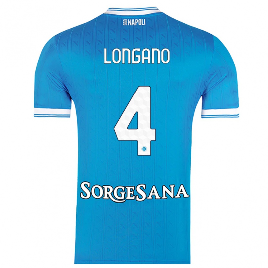 ילדים כדורגל Salvatore Longano #4 תכלת לבן ג'רזי ביתית 2025/26