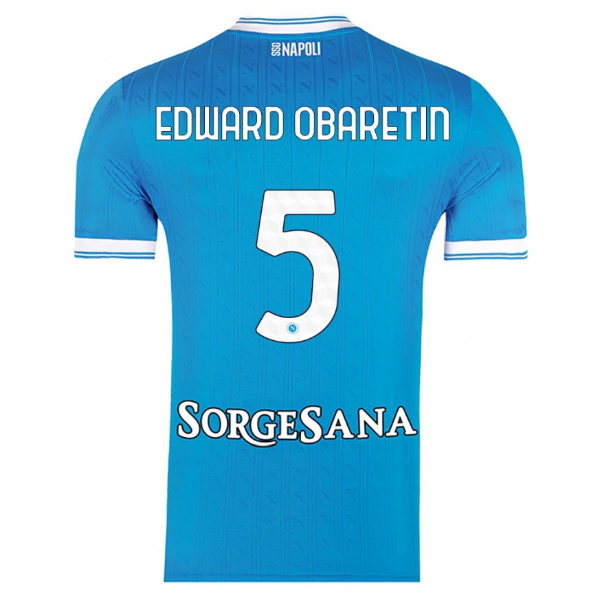 ילדים כדורגל Nosa Edward Obaretin #5 תכלת לבן ג'רזי ביתית 2025/26