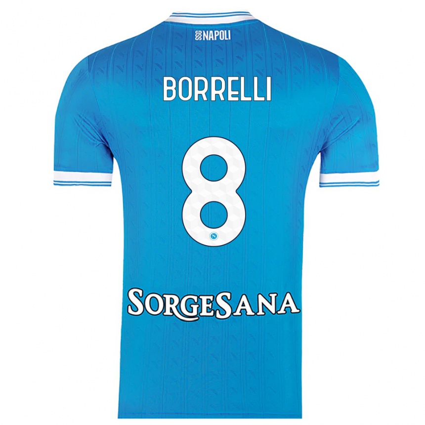 ילדים כדורגל Ciro Borrelli #8 תכלת לבן ג'רזי ביתית 2025/26
