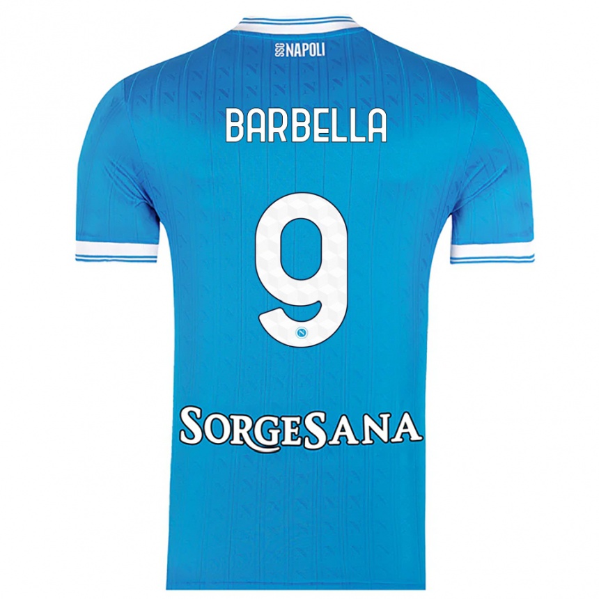 ילדים כדורגל Michele Barbella #9 תכלת לבן ג'רזי ביתית 2025/26