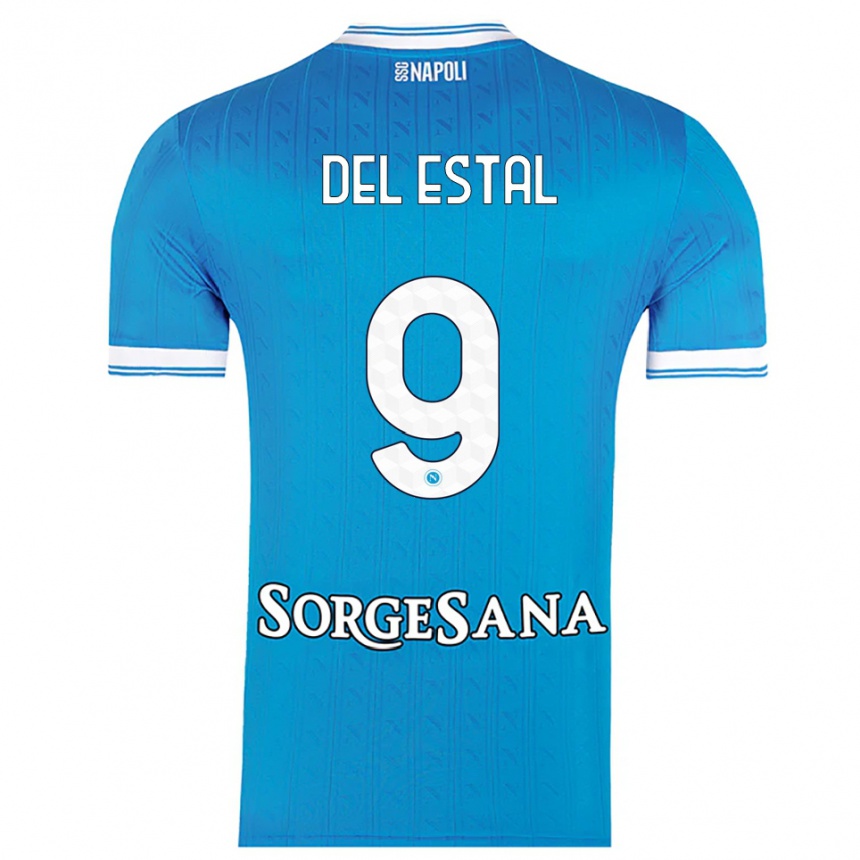 ילדים כדורגל Eli Del Estal #9 תכלת לבן ג'רזי ביתית 2025/26