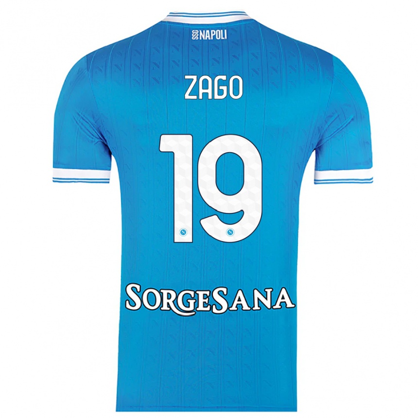 ילדים כדורגל Gabriele Zago #19 תכלת לבן ג'רזי ביתית 2025/26