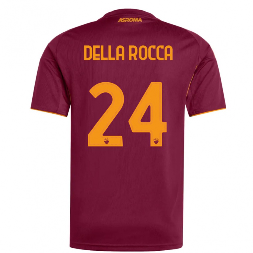 ילדים כדורגל Mattia Della Rocca #24 בורגונדי כתום ג'רזי ביתית 2025/26