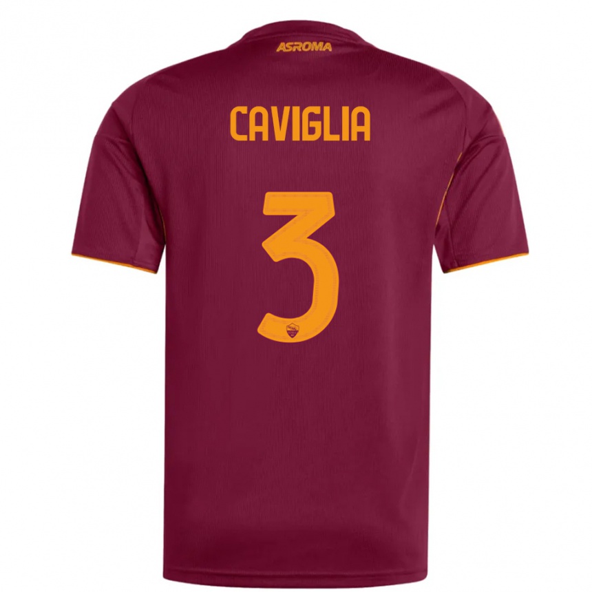 ילדים כדורגל Manuel Caviglia #3 בורגונדי כתום ג'רזי ביתית 2025/26